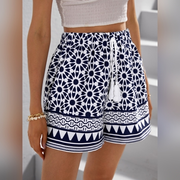 Pants - Geo Print Wide Leg Shorts Spring Summer Clothing